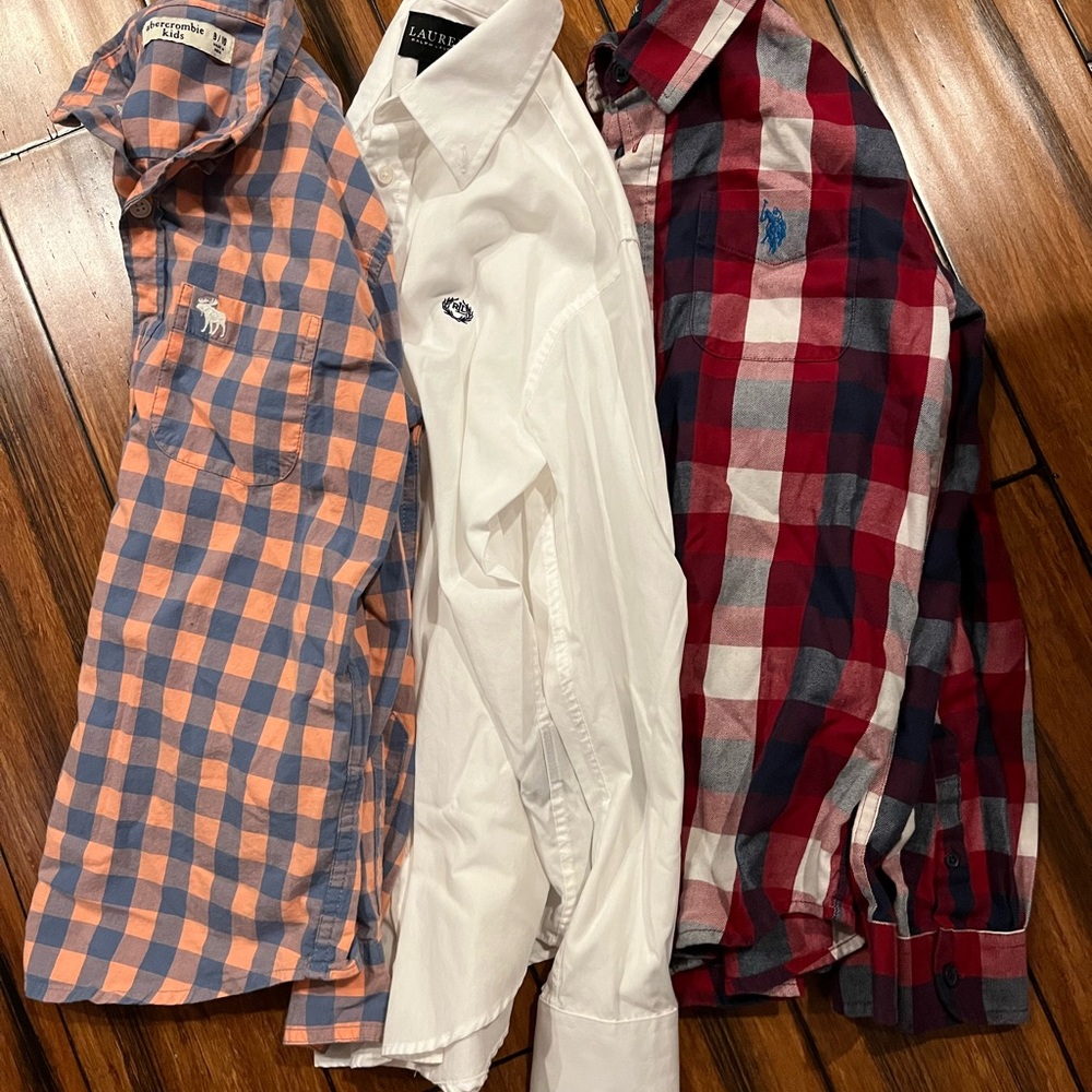 Lot of 3 Dress Shirts Lauren Ralph Lauren, US Polo Assn, & Abercrombie Boys10-12